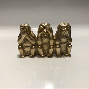 Vintage Wise Monkey Brass Statue